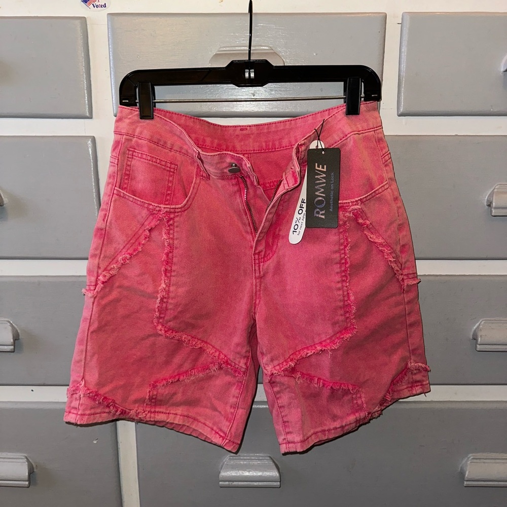 ROMWE Women's Pink Denim Shorts